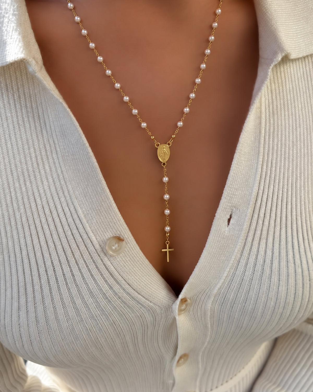 Pearl Rosary Necklace