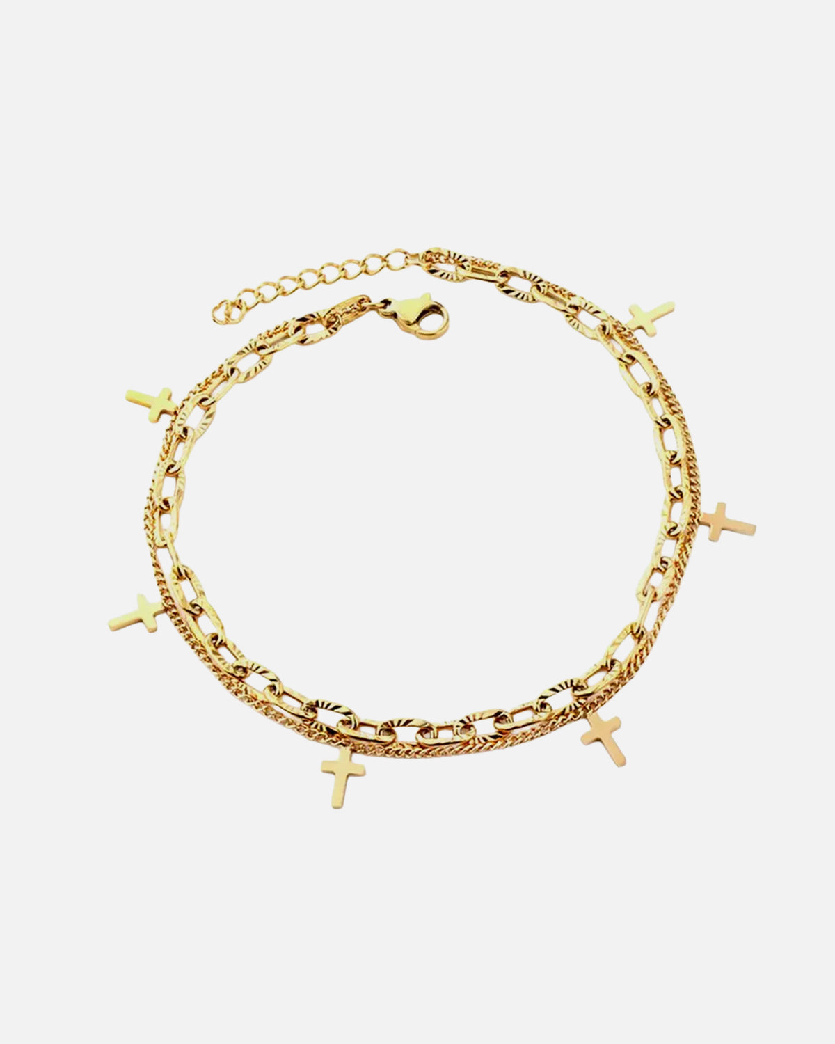 Layered Cross Anklet