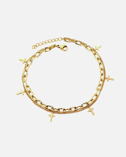 Layered Cross Anklet